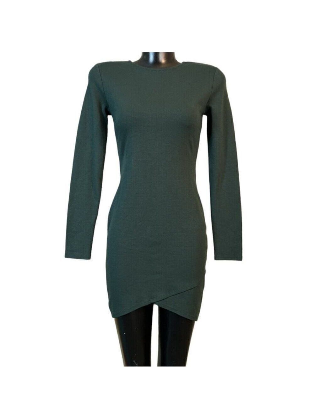 Forever 21 Womens Bodycon Mini Dress sz M Contemporary Long Sleeve Green